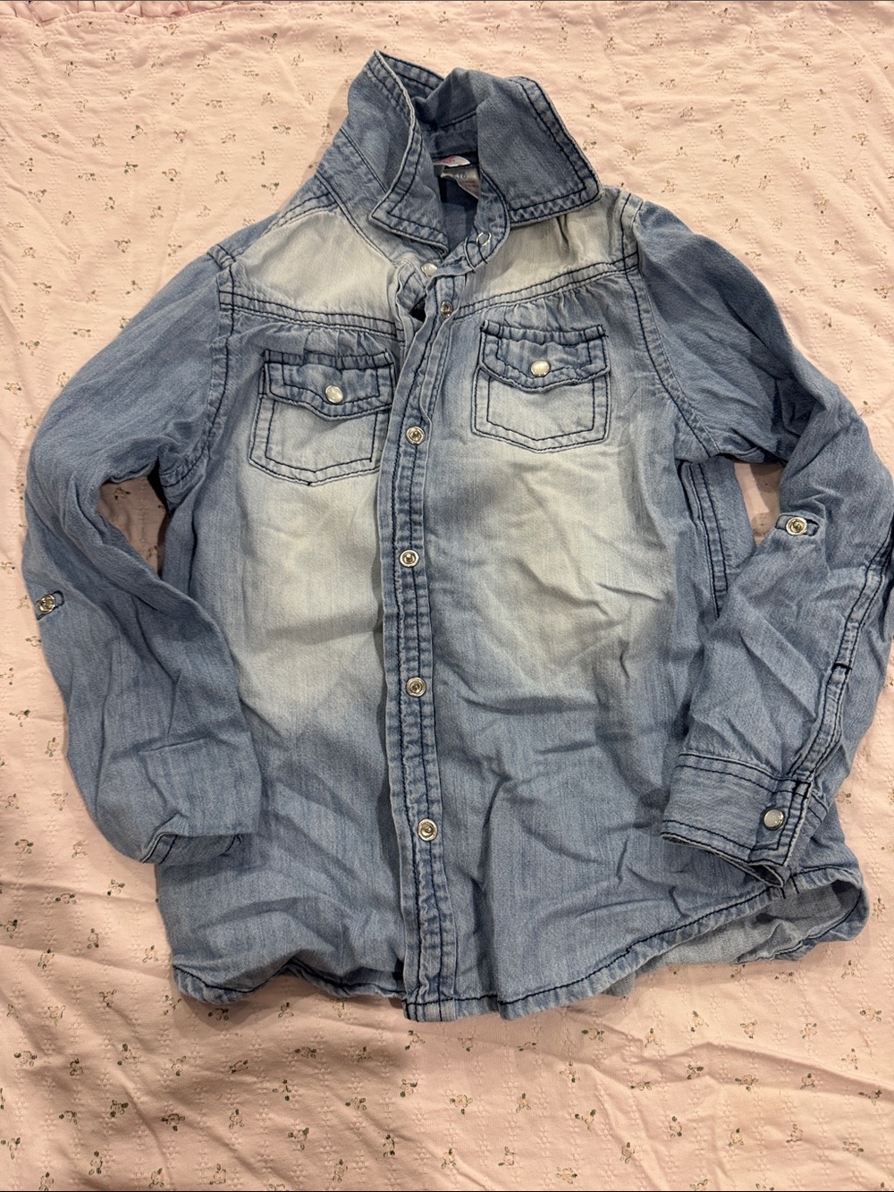Kids Light Blue Denim Button-Up Shirt